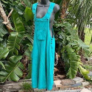 Color wash cotton overall dress.